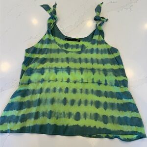 Patterson J. Kincaid Green and Blue Tie Front Sleeveless Tank Top